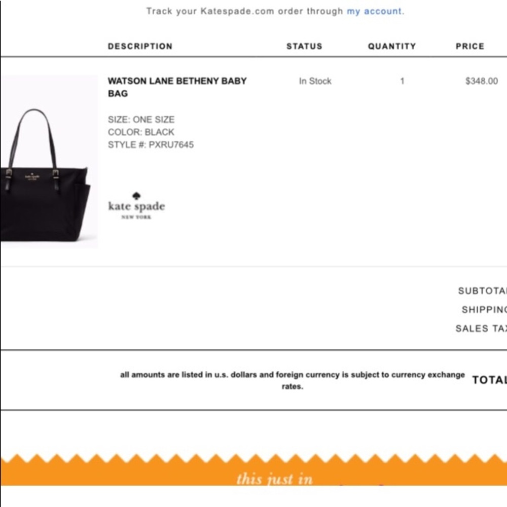 Kate Spade Diaper Bag - barely used - Picture 3 of 8
